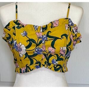 NWT Moon River frilled bralette crop top size Medium Zip back, adjustable straps
